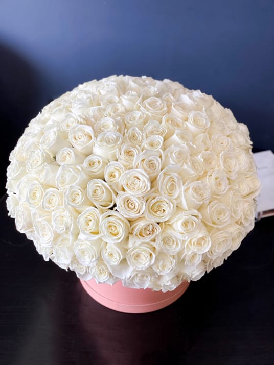 150 White Roses In A Luxury Box