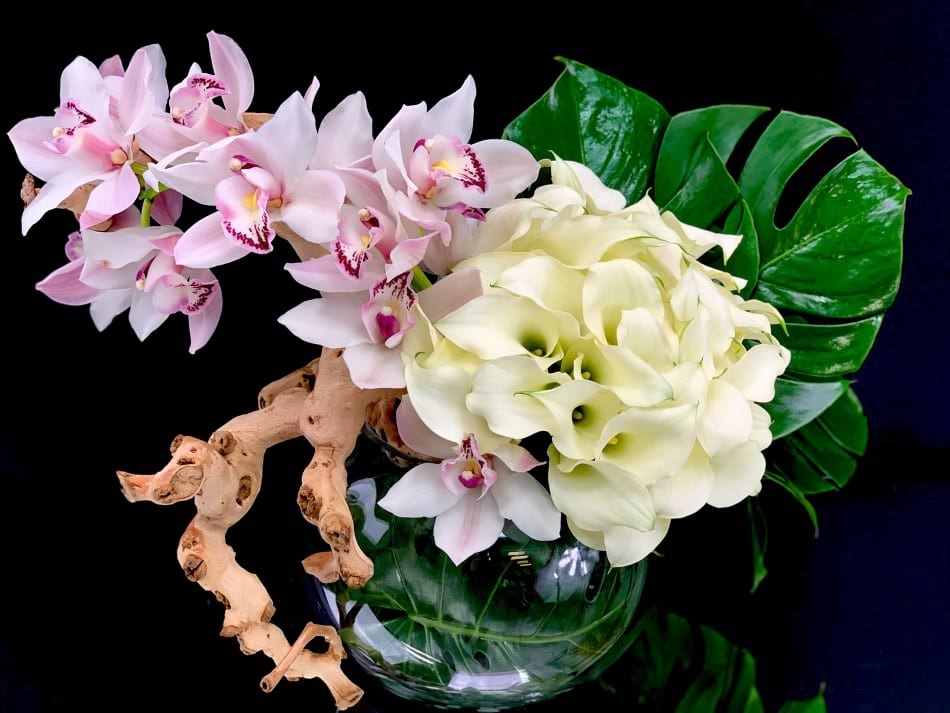 Luxury Design With Cymbidium Orchids And Calla Lilies