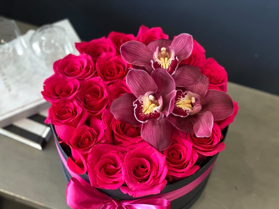 Hot Pink Roses Orchid In A Box