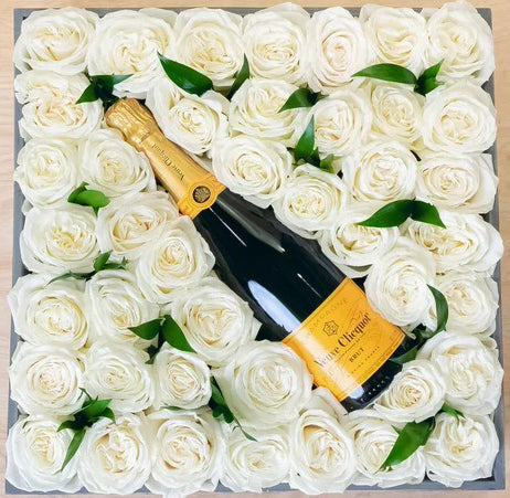 Bulgarian White Roses And Champaign