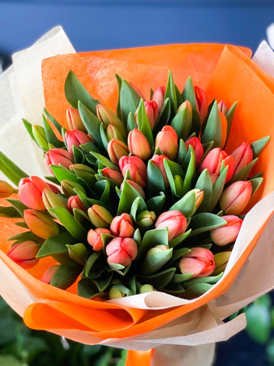 50 Orange Tulips Bouquet